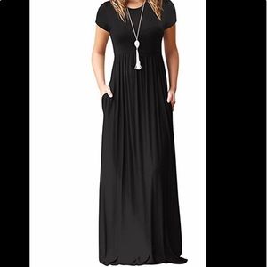 NWT Black Short-Sleeve Maxi Dress